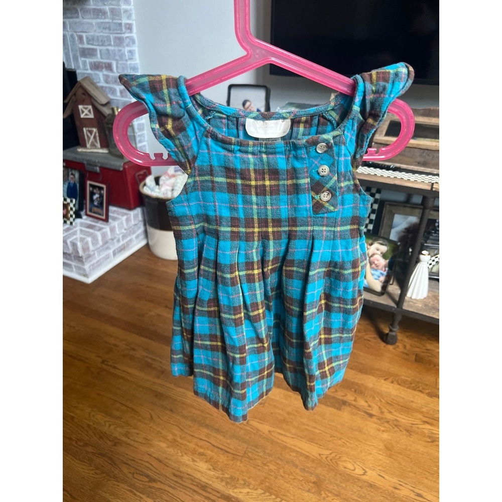 Sweethoney blue plaid‎ dress girls size 2T